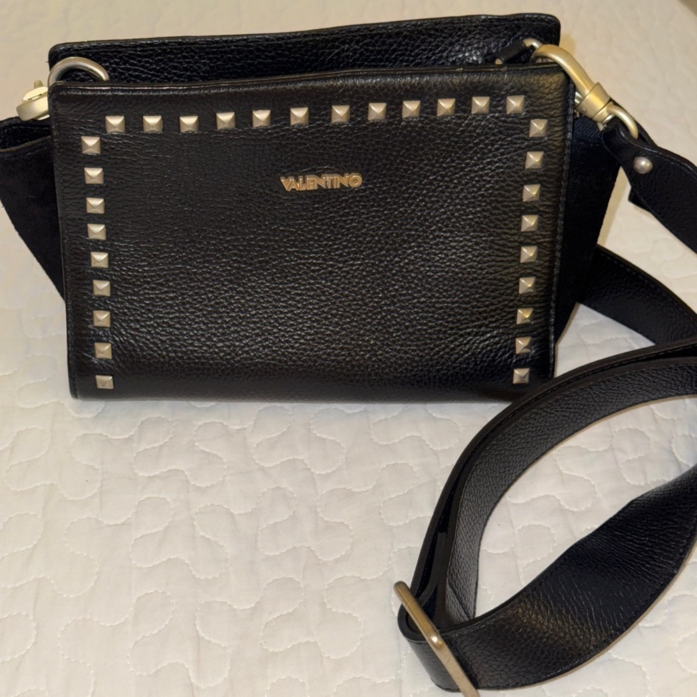 Valentino by Mario Valentino - Black Crossbody Bag with Gold Studs